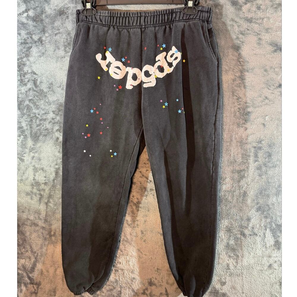 Streetwear x Sp5der Worldwide Stars Black Sweatpants Joggers Size XL Young Thug